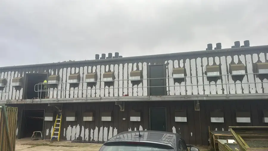 Large industrial building undergoing refurbishment