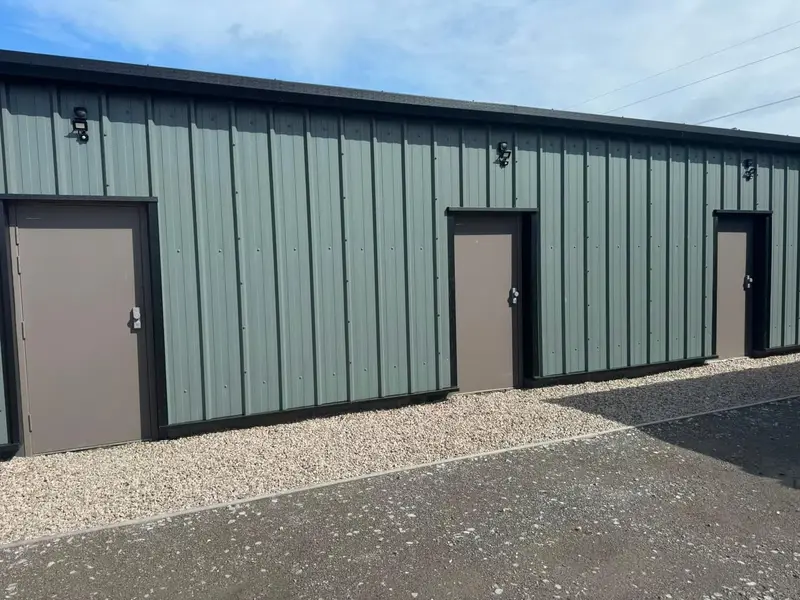 Steel personnel doors fitted to commercial storage units