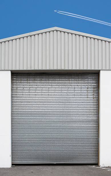 Galvanised roller garage door on a domestic garage